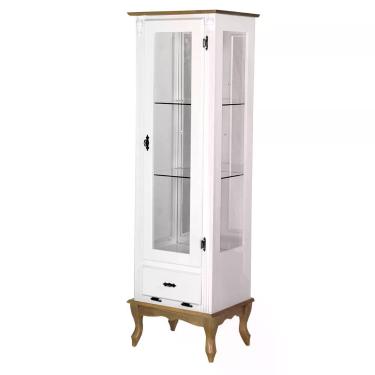 Imagem de Cristaleira Vitrine Espelhada Antique Média 1 Porta 2 Prateleiras de Vidro 1 Gaveta 1079e Cera Clara