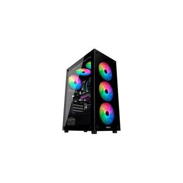 Imagem de Gabinete Gamer Hyrax HGB210, Mid Tower, ATX,  Lateral e Frontal em Vidro Temperado, 6x Fans ARGB, Preto - HGB210B-ARGB