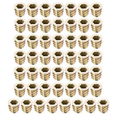 Imagem de uxcell 50 peças M6 x 10 mm inserção rosqueada porcas de liga de zinco soquete hexagonal M6 roscas internas 10 mm de comprimento