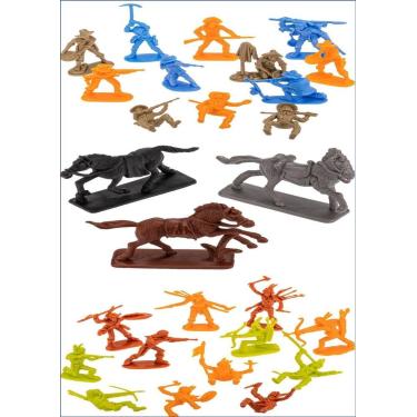 Imagem de Boneco indio forte apache cowboys brinquedo cavalo plástico miniatura 