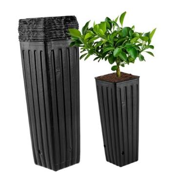 Imagem de Vasos de mudas altos: 50 pçs vasos de plástico para berçário de plantas vasos iniciais vaso de oliveira vaso de plantador