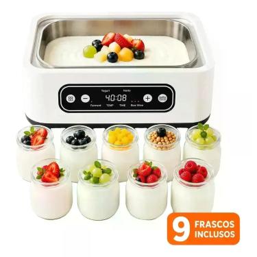 Imagem de Iogurteira Elétrica 110V 9 Potes de Vidro para Iogurte Natural Caseiro