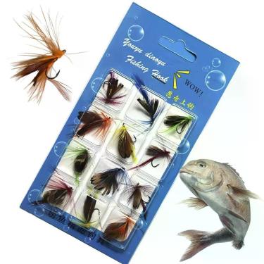 Imagem de Isca de Pesca Artificial SU-ISC2 Imita Insetos Naturais Modelos Coloridos 12 Iscas Leva Pro Pet