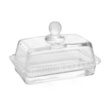 Imagem de Manteigueira 17 cm de cristal transparente com tampa Pearl Wolff - 288