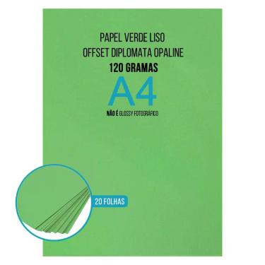 Imagem de Papel Verde Sulfite Liso Offset Diplomata Opaline A4 120g Tipo Ofício 
