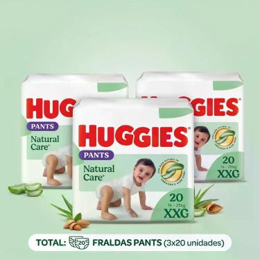 Imagem de Kit 3 Fralda Roupinha Huggies Natural Care Tamanho XXG Pacote Mega 20 