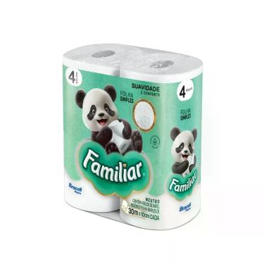 Imagem de Papel Higiênico Familiar Folha Simples 30m 4 Rolos