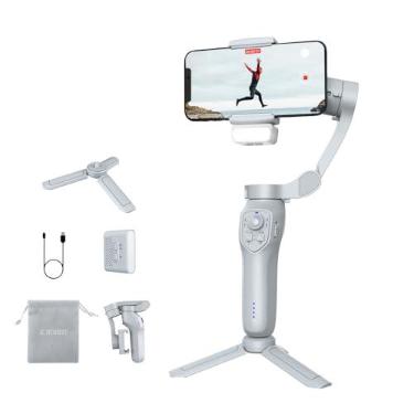 Imagem de Gimbal de telefone de 3 eixos com luz de preenchimento ajustável, estabilizador para smartphone, estabilizador de telefone para gravação de vídeo, gimbal para Android e iPhone, kit de vloging TikTok