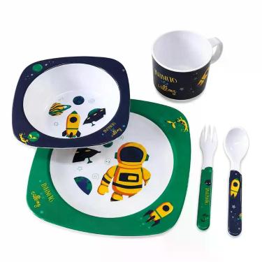 Imagem de Kit Refeição Infantil Menino Bowl Prato Caneca Talher - TUUT