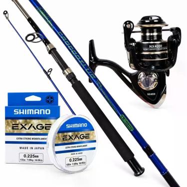 Imagem de Kit Pesca Completo Crocodilus Nx 4000 Linha Shimano Exage - Alto Mar