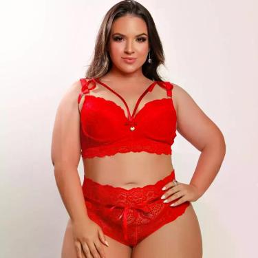 Imagem de Lingerie Plus Size Renda Sexy Calcinha Hot Pant Cintura Alta - Like4yo
