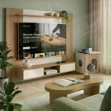Imagem de Conjunto Sala de Estar Nevada 2 Portas 2 Prateleiras MDP MDF Carvalho e Off White Dkadidecor