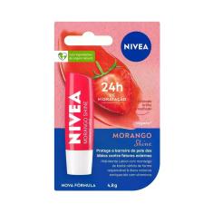 Hidratante Labial Nivea Morango Shine 4,8 g, Vermelho, Morango, 1, 4,8