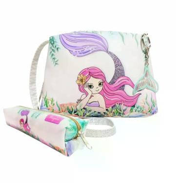 Imagem de Kit Infantil Bolsa e Estojo Sereia Charmosa, Magicc Bolsas