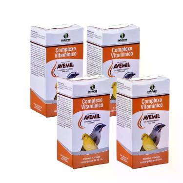 Imagem de 4 Avemil Complexo Vitamínico 20ml Indubras Suplemento Para Pássaros