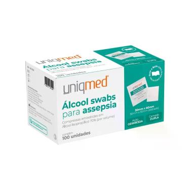 Imagem de KIT 1000UN ÁLCOOL SWAB PARA ASSEPSIA 70% 30MMX60MM UNIQMED Tamanho:30M
