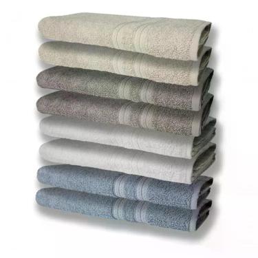Imagem de 8 Toalhas Grande Felpudas Grossa 80x150 2 Az 2 Br 2 Cz 2 Bg