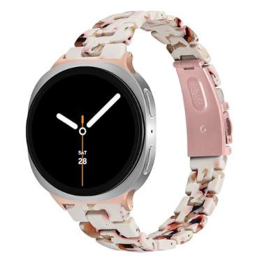 Imagem de HAYONLIY Pulseiras de resina compatíveis com Samsung Galaxy Watch 8 de 40 mm e 44 mm/Galaxy Watch 8 Classic de 46 mm, pulseira de substituição elegante para mulheres e homens