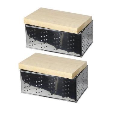 Imagem de Kit 2 Formas retangular Queijo Caseiro Artesanal  Inox P e G - Gastrob