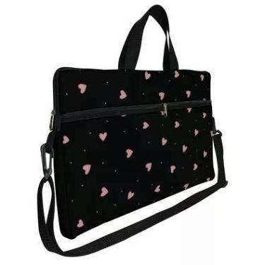 Imagem de Case Capa Maleta Premium Para Notebook Laptop De 15,6 Com Alça De Mão Alça De Ombro E Zíper Lateral - Coração Pattern