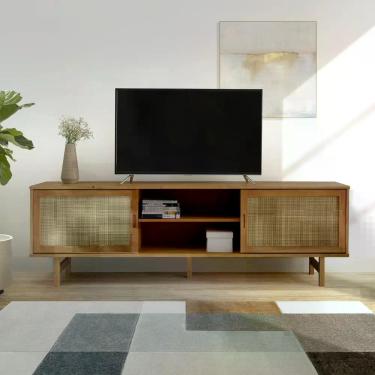 Imagem de Rack para TV até 85 Polegadas Madeira Maciça 190cm Rattan CabeCasa Mad
