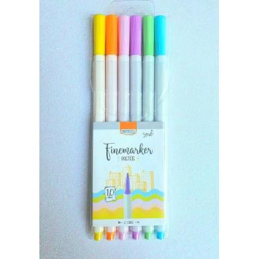 Imagem de Canetinha Hidrografica Fine Marker Tons Pasteis 1.0 mm Estojo 6 Cores 