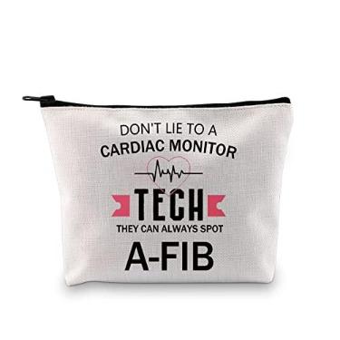 Imagem de GJTIM Presente técnico de monitor cardíaco, presente técnico de enfermeira, presente técnico para monitor cardíaco, Tech Always Spot A-FIB, bolsa de maquiagem para cardiologista, Bolsa Spot A-FIB,