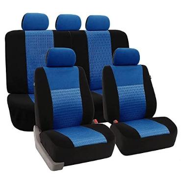 Imagem de FH Group Capas de assento de malha de ar 3D elegância moderna - ajuste universal, capa de assento frontal traseira baixa, compatível com airbag, banco traseiro dividido, capa de assento de carro