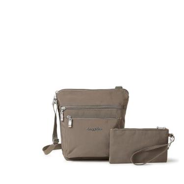 Imagem de Baggallini Bolsa tiracolo feminina de 20 x 20 cm, pequena, leve, durável, de nylon, resistente à água, bolsa de viagem com alça de pulso RFID, Portobello, One Size