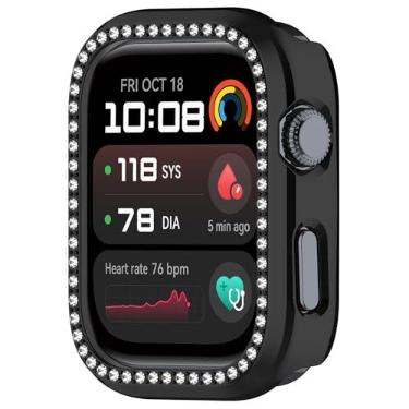 Imagem de Disscool Capa compatível com Huawei Watch D2 Smartwatch antiqueda rígida PC capa protetora de substituição diamante sintético acessórios para relógio (preto)
