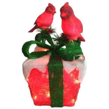 Imagem de Caixa de Presentes Com Luzes e Pássaros Decoração de Natal 127V 35x18x
