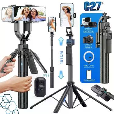 Imagem de Gimbal Pro 360 Com Tripé Bastão de Selfie Para Fotos Videos - Genérico
