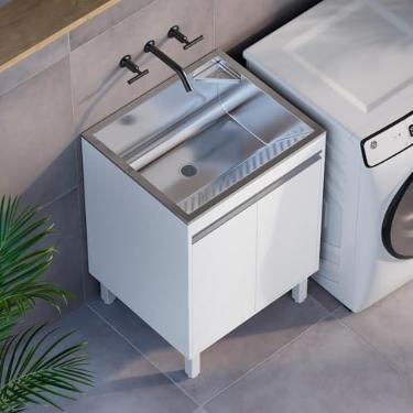 Imagem de Gabinete Para Lavanderia 61cm com Tanque 46 litros de Inox