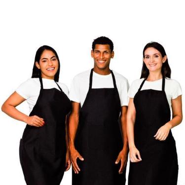 Imagem de Avental Preto Com Bolso Grande Liso Oxford Frontal Lojaloja - Loja Loj
