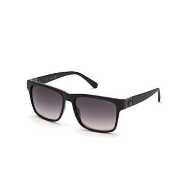 Imagem de GUESS Óculos de sol quadrados masculinos Gu00004, Moldura preta brilhante com vermelho, NS