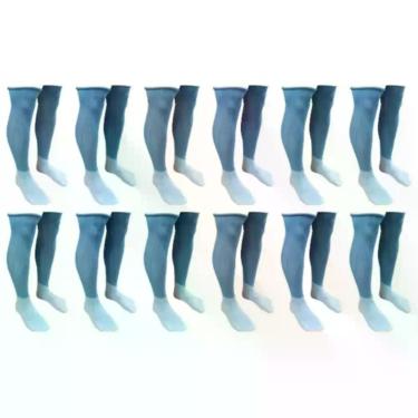Imagem de Meião De Futebol Delfia Popular Adulto Kit Com 12 Pares 38 a 44, Azul 
