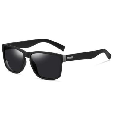 Imagem de Óculos de Sol Masculino Quadrado Polarizado Espelhado UV400 Lente Polarizada (Preto)