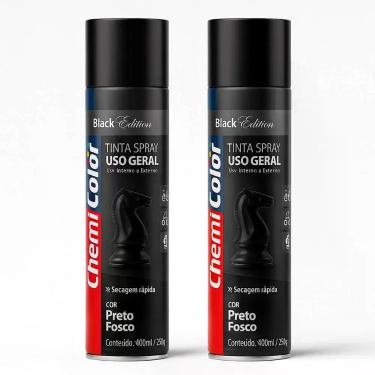 Imagem de Kit 02 Tintas Spray 400ml Para Uso Geral Multiuso Secagem Rápida - Chemicolor Cor Preto Fosco