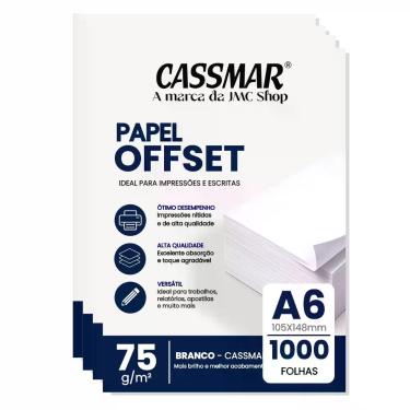 Imagem de Papel Offset 75g A6 105X148mm Cor Branco 1000 fls - Cassmar