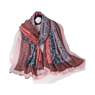 Imagem de Xale De Algodão Paisley, Cachecol Quente De Inverno, Estampa De Design