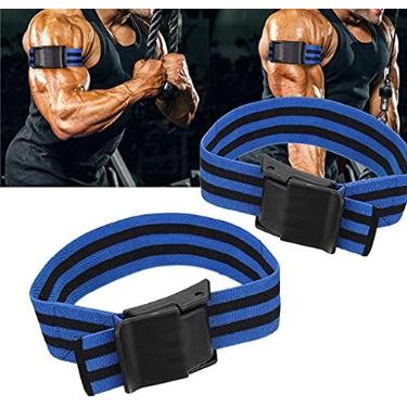 Imagem de Pacote com 2 faixas de treinamento de restrição de sangue fitness bandas de treinamento de oclusão, músculos de halterofilismo, faixas de restrição de fluxo sanguíneo (azul)