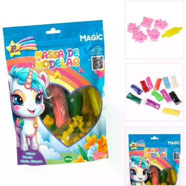 Imagem de Massa para Modelar Criativa Unicornio 300G 12CORES/6MOLDES - Magic KID