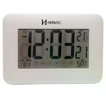 Imagem de Relógio De Parede Mesa Despertador Digital Touch 2983 Branco - Branco