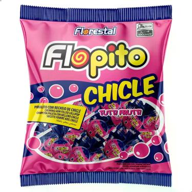 Imagem de Pirulito Flopito Chicle Sabor Tutti Frutti Pacote 500g com 50 un Flore