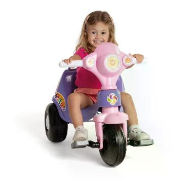Imagem de Triciclo Calesita 2 em 1 Velocita Rosa /Roxa com Empurrador - Haste Re
