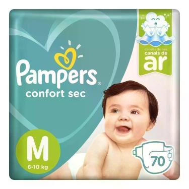 Imagem de Fralda Descartável Confort Sec m com Tecnologia Extra Sec Pods e Toque em Algodão Branco Pampers