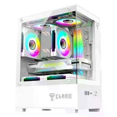 Imagem de Gabinete Gamer CLANM Megalon Branco Mid Tower Vidro Frontal e Lateral