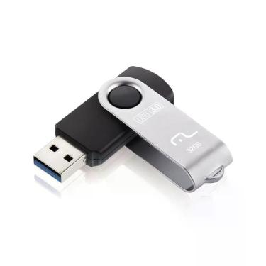 Imagem de Pen Drive Multilaser PD989 Twist 32GB USB 3.0 com Design Compacto e Capa Metalizada Preto