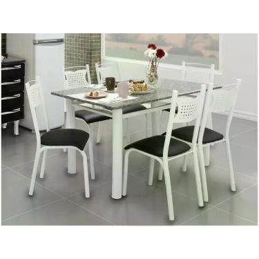 Imagem de Mesa de Jantar 6 Cadeiras Retangular Aço Tampo Granito Poeme Ciplafe,