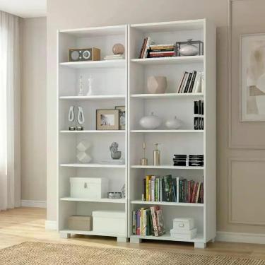 Imagem de Kit 2 Estantes para Livros 5 Prateleiras 188CMX121M Office Branco/Tx -